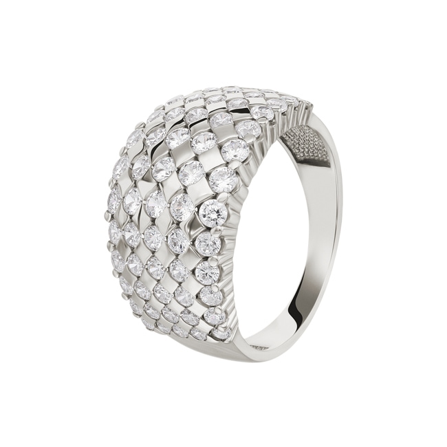 Bague or gris 750/18 ct avec zircones Ø 54 - RR0888-02