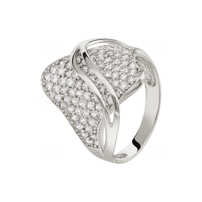 Damenring 750/18 K Weissgold mit Zirkonia Ø 55 - G007