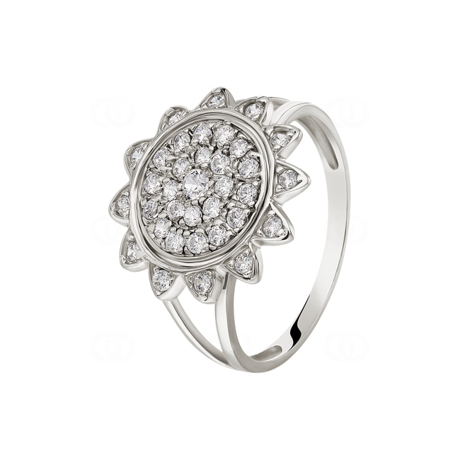 Ring 750/18 K White Gold with Cubic Zirconia Ø 56 - G022