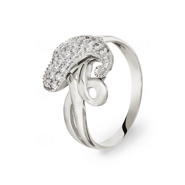 Ring 750/18 K White Gold with Cubic Zirconia Ø 56 - G036