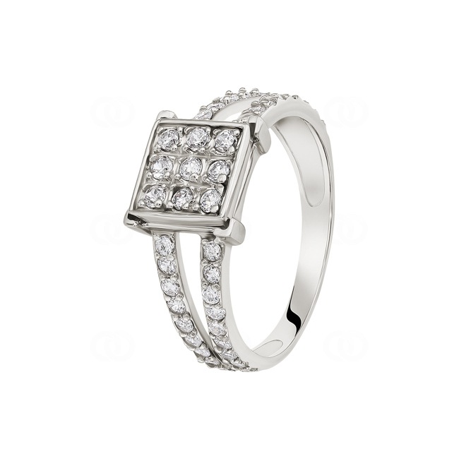 Ring 750/18 K White Gold with Cubic Zirconia Ø 56 - G079