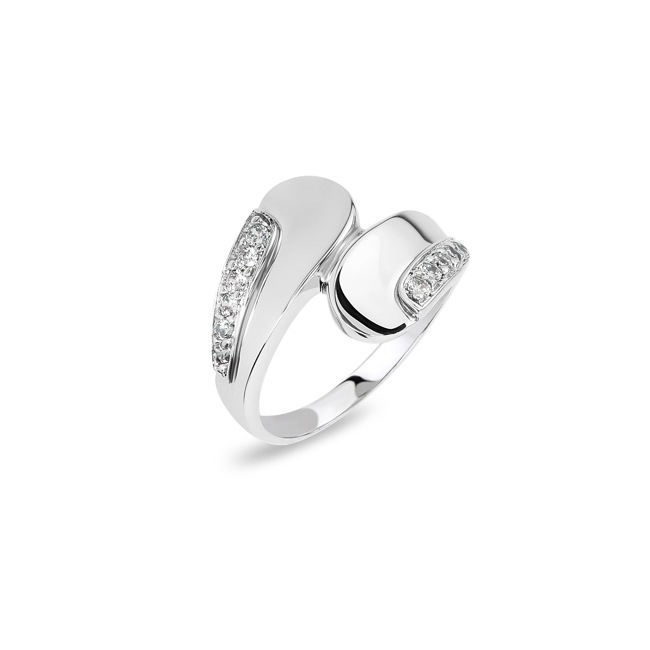 Ring 750/18 K White Gold with Cubic Zirconia Ø 56 - G082-1