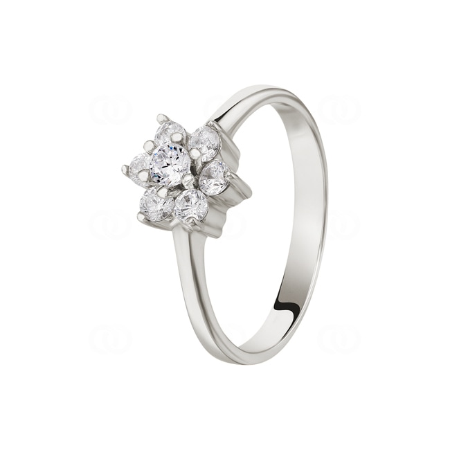 Damenring 750/18 K Weissgold mit Zirkonia Ø 56 - R0114