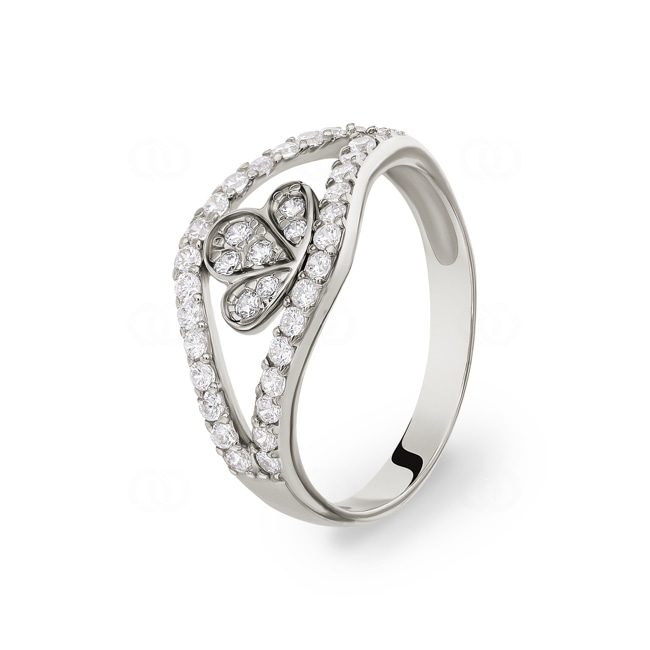 Damenring 750/18 K Weissgold mit Zirkonia Ø 57 - G008WG