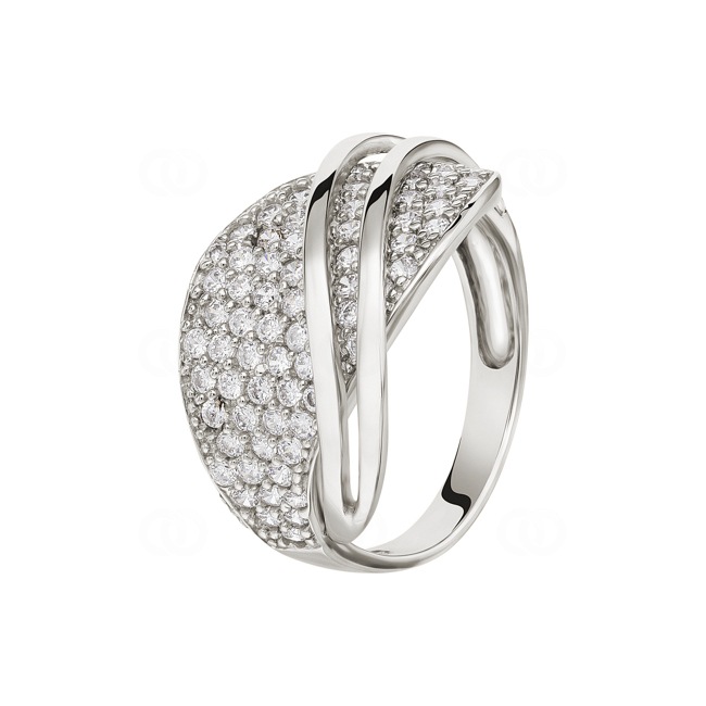 Damenring 750/18 K Weissgold mit Zirkonia Ø 57 - G031