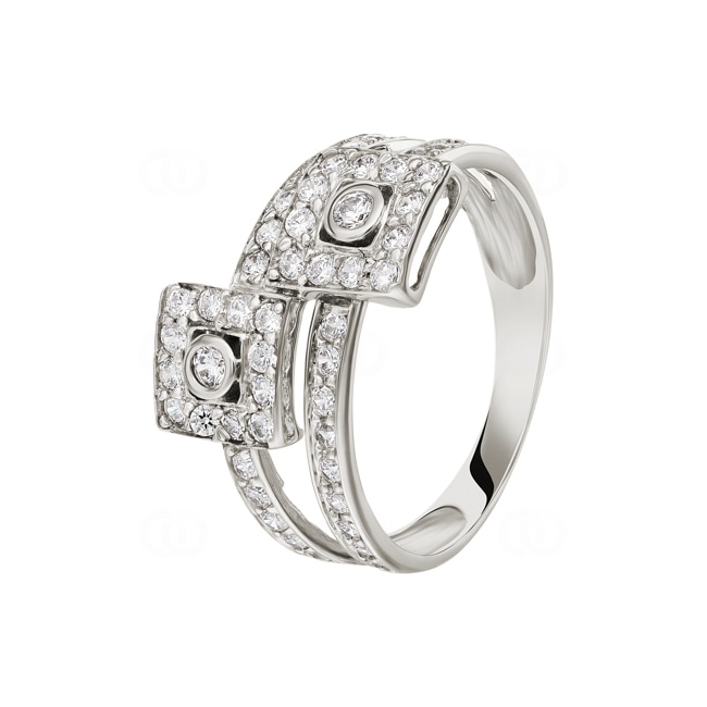 Damenring 750/18 K Weissgold mit Zirkonia Ø 57 - G035