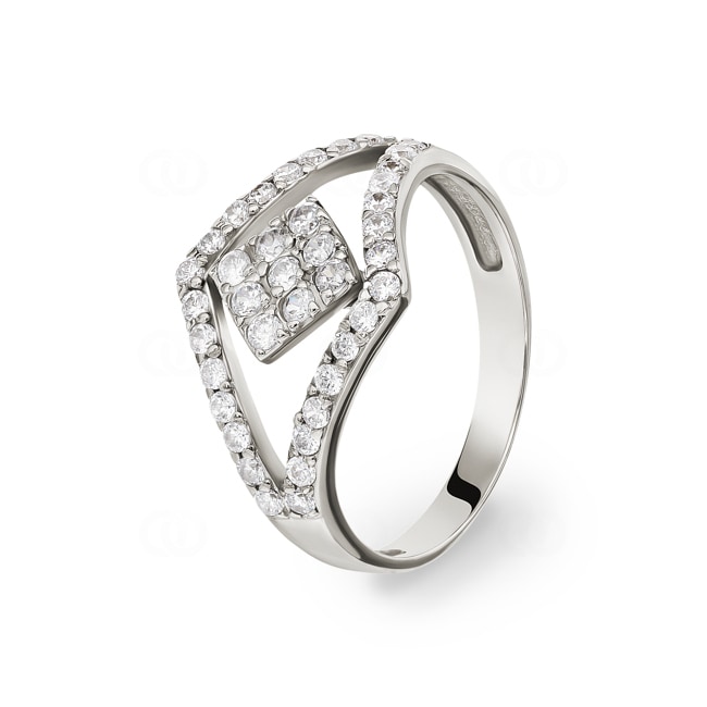 Damenring 750/18 K Weissgold mit Zirkonia Ø 57 - G054W