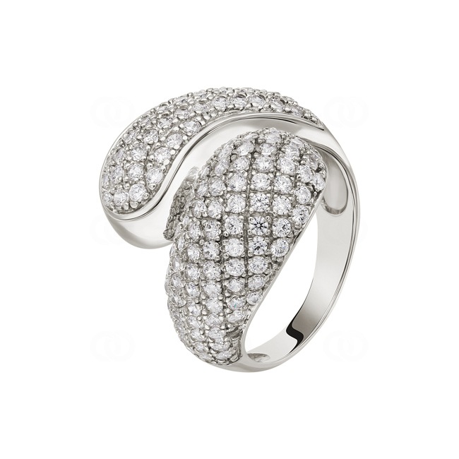 Damenring 750/18 K Weissgold mit Zirkonia Ø 57 - G061