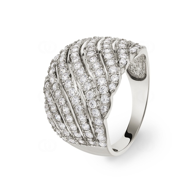 Damenring 750/18 K Weissgold mit Zirkonia Ø 57 - G075WG