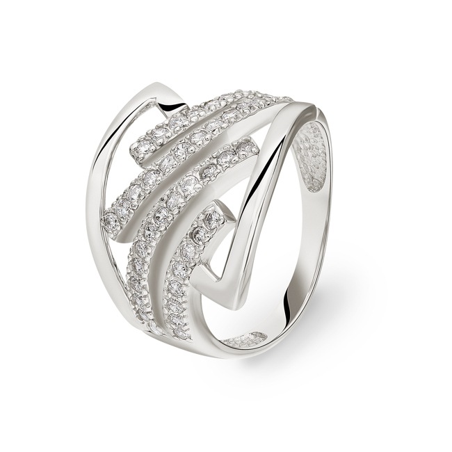 18 Karat Gold - 750 Weissgold / Rosegold Ring mit Zirkonia Steinen - 184783