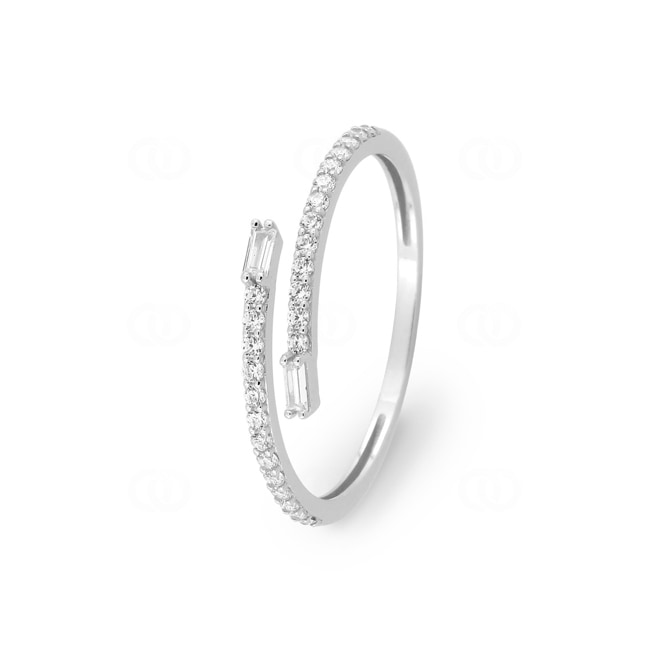 Ring 750/18 K White Gold with round Cubic Zirconia & Baguette - 1.7132.Z1