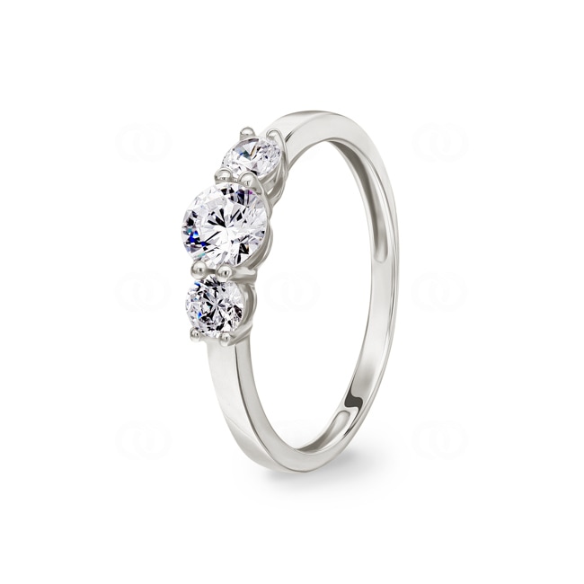 Bague or gris 750/18 ct avec zircones ronde trilogie - 1.7030.Z1