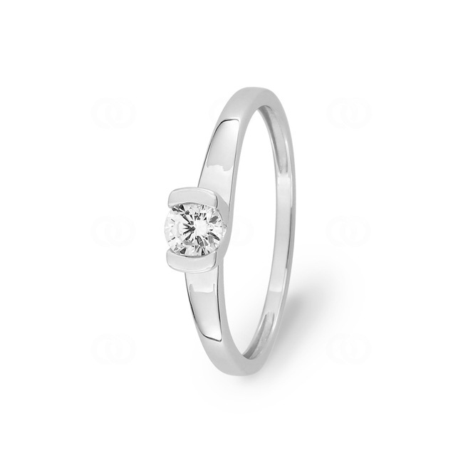 Bague or gris 750/18 ct avec zircone solitaires - 1.087.Z1