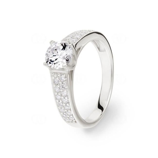 Bague or gris 750/18 ct avec zircones solitaires accompagnés - II020GZ