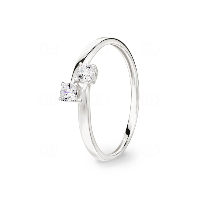 Damenring 750/18 K Weissgold mit Zirkonia Toi & Moi - 1.7023.Z1