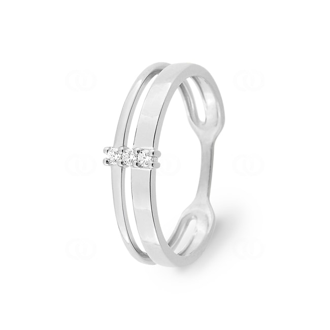 Ring 750/18 K White Gold with Cubic Zirconia Trilogy - 08SA844GZ