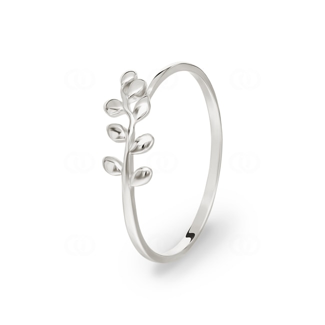 Bague Argent 925 rhodié, Branche de laurier - 337726