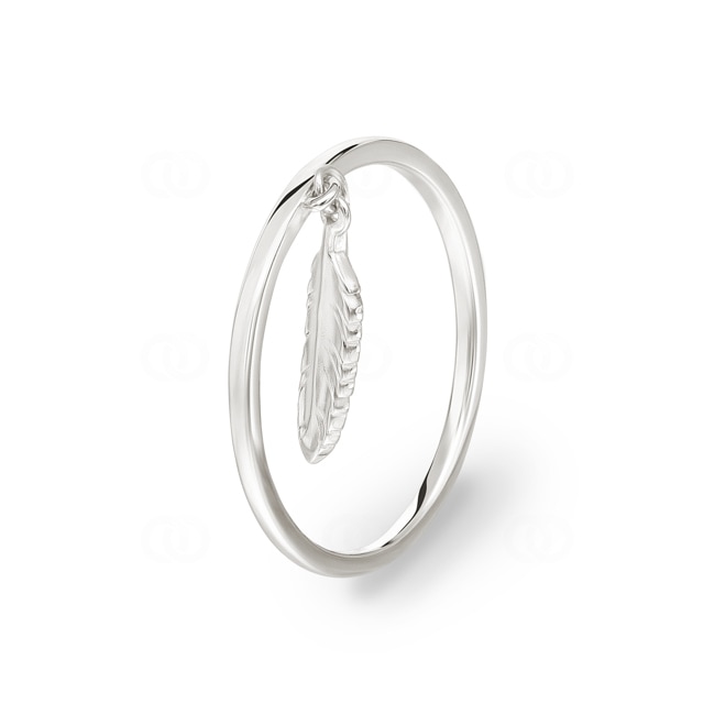 Ring 925 Silver rhodium-plated with Feather Pendant - 337738