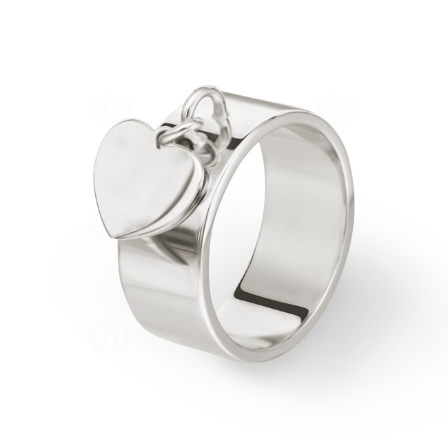 Bague Argent 925 rhodié avec pendentif cœur - 337601