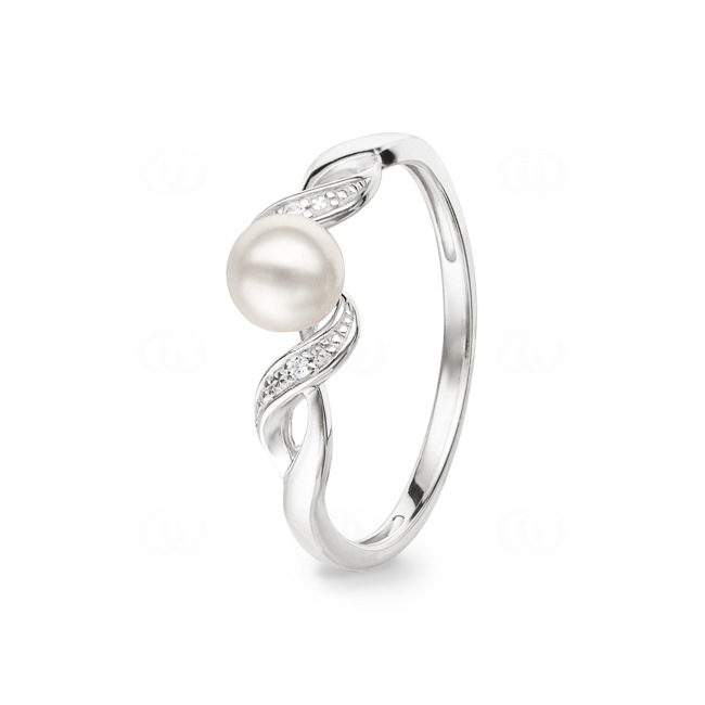 Ring 925 Silver rhodium-plated with Artificial Pearl 5mm & Cubic Zirconia - 337692.1