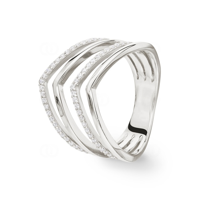 Bague Argent 925 rhodié avec zircones - ASRZ23Z