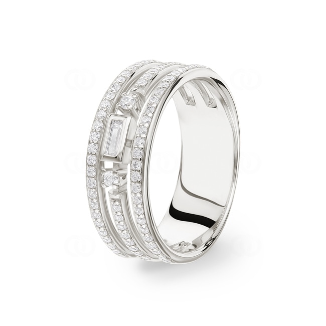 Damenring 925 Silber rhodiniert mit Zirkonia Baguette und Seitensteine - 337699.1