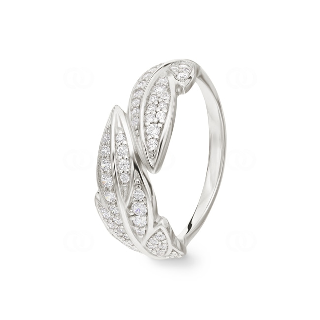 Ring 925 Silber rhodiniert Feder mit Zirkonia - ASRA274Z