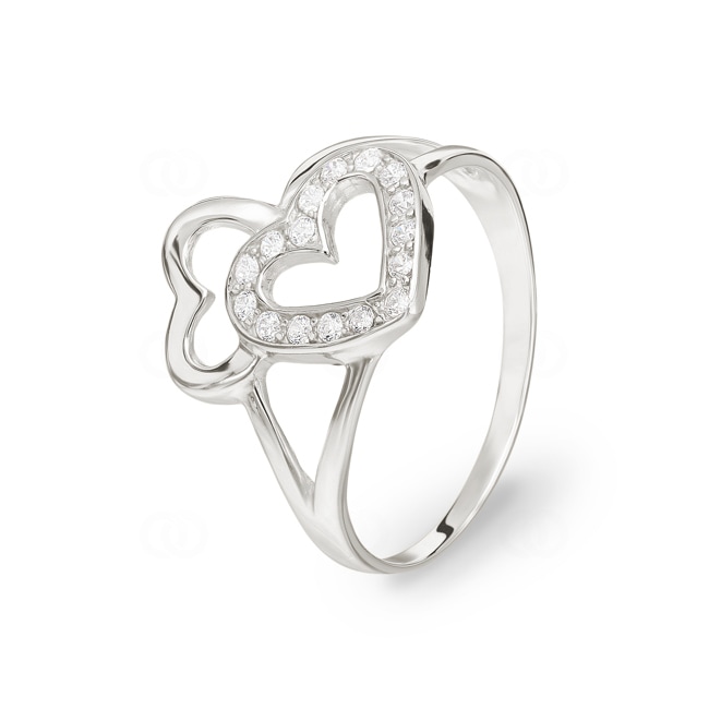 Ring 925 Silber rhodiniert Herzen mit Zirkonia - 337134.1