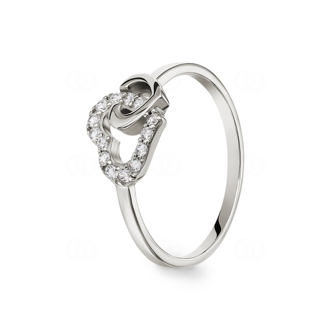 Bague argent 925 rhodié Cœurs avec zirconia - ASRS16Z