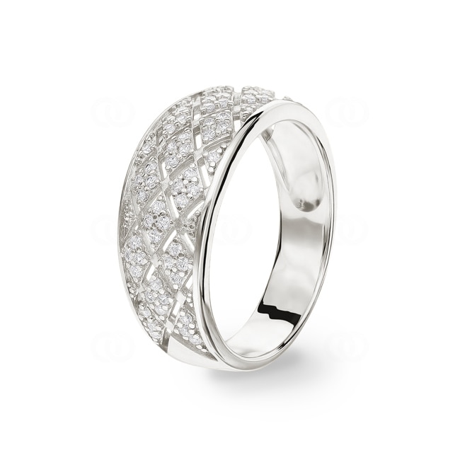 Damenring 925 Silber rhodiniert mit Zirkonia pavé - ASRA195Z
