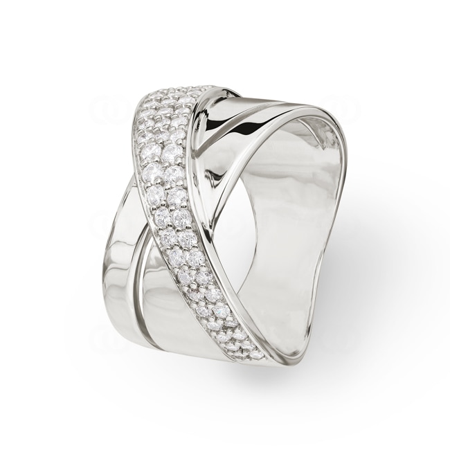 Damenring 925 Silber rhodiniert mit Zirkonia pavé - ASRZ50Z