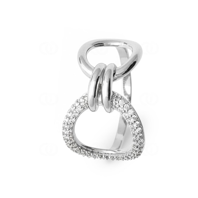 Bague Argent 925 Rhodie avec zircones - RI-1905110-925