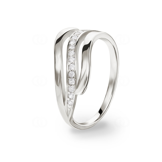 Damenring 925 Silber rhodiniert mit Zirkonia rund - 307579.1