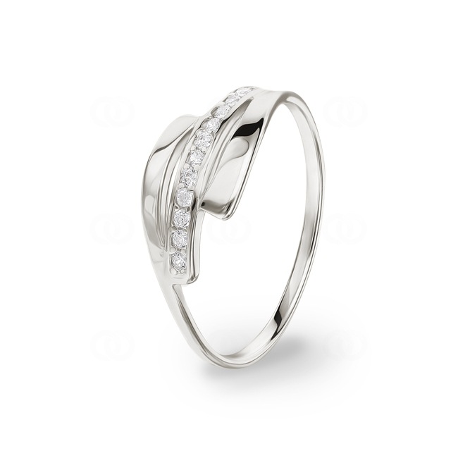 Damenring 925 Silber rhodiniert mit Zirkonia rund - 307581.1