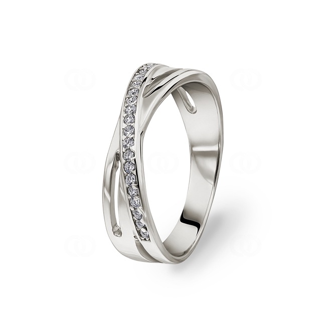 Damenring 925 Silber rhodiniert mit Zirkonia rund - 337127.1