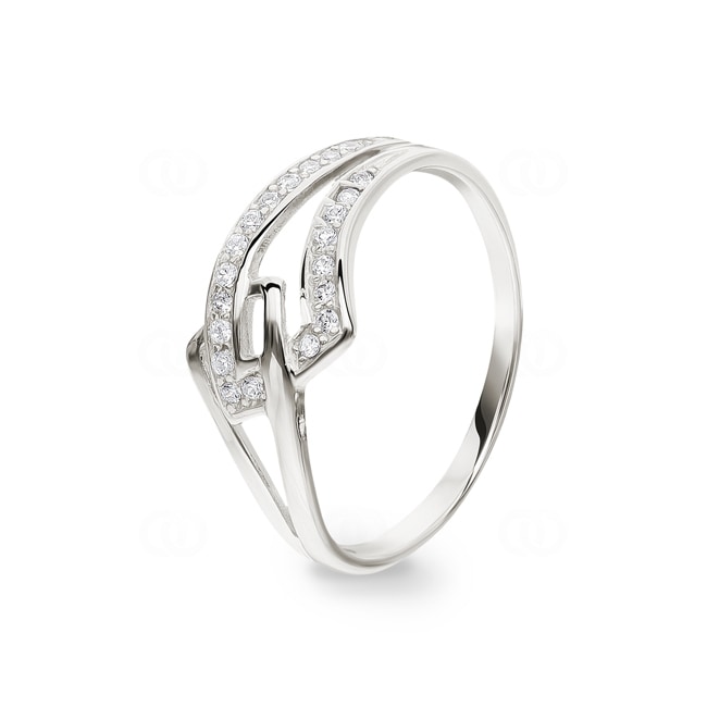 Damenring 925 Silber rhodiniert mit Zirkonia rund - 337138.1