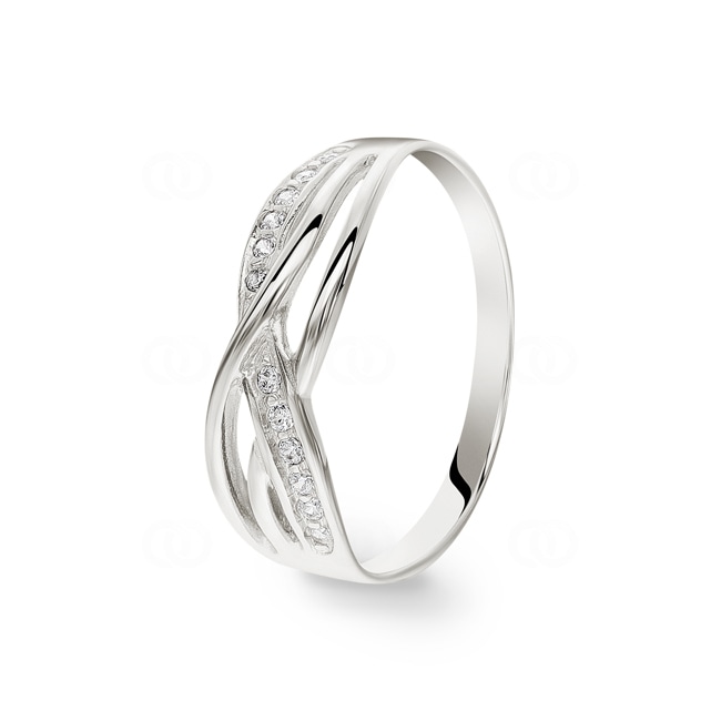 Damenring 925 Silber rhodiniert mit Zirkonia rund - 337346.1