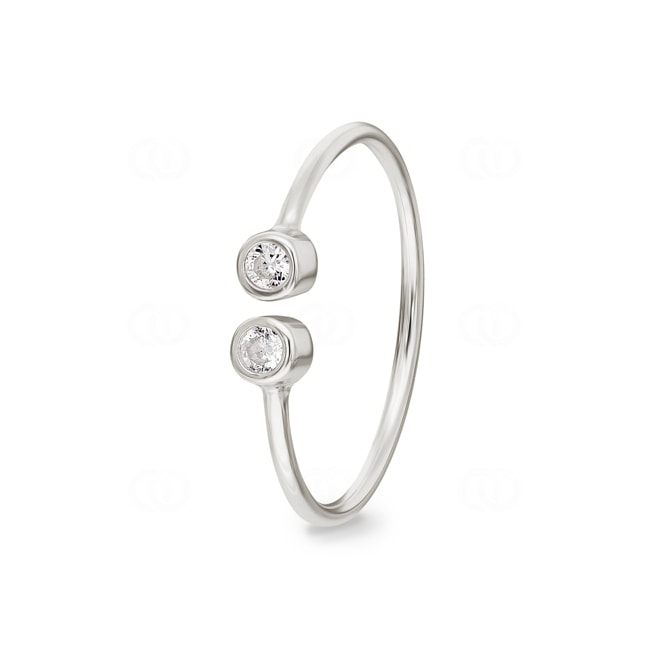 Damenring 925 Silber rhodiniert mit Zirkonia rund - 337686.1