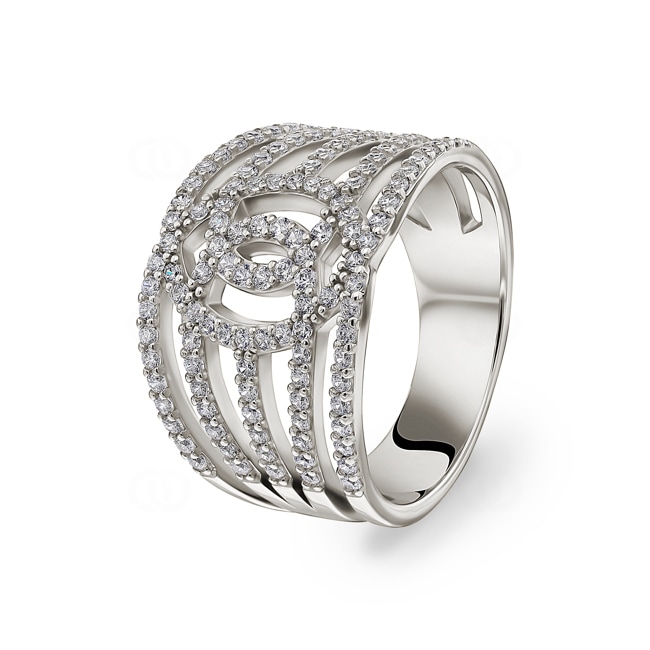 Ring 925 Silver rhodium-plated with round Cubic Zirconia - 337705.1