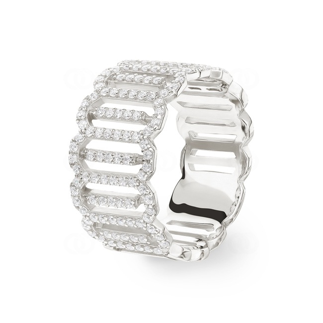 Damenring 925 Silber rhodiniert mit Zirkonia rund - 337706.1