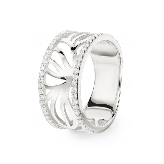 Damenring 925 Silber rhodiniert mit Zirkonia rund - 337711.1