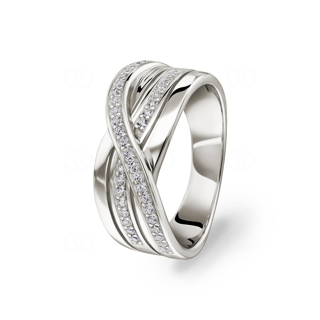 Bague Argent 925 rhodié avec zircones ronde - 337719.1