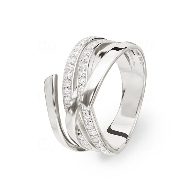 Bague Argent 925 rhodié avec zircones ronde - 337723.1