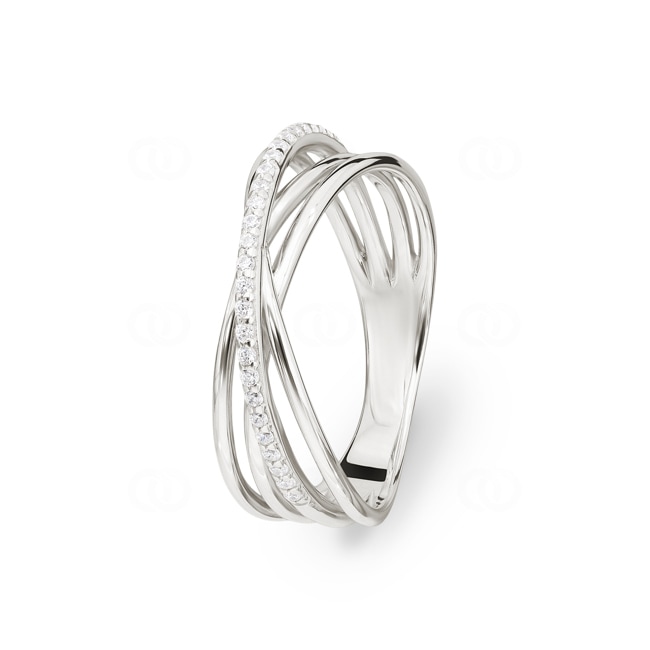 Damenring 925 Silber rhodiniert mit Zirkonia rund - ASRA132Z