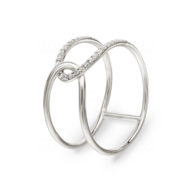 Damenring 925 Silber rhodiniert mit Zirkonia rund - ASRA133Z