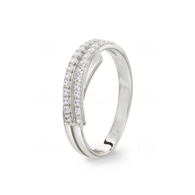 Damenring 925 Silber rhodiniert mit Zirkonia rund - ASRA187Z