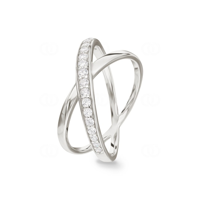 Damenring 925 Silber rhodiniert mit Zirkonia rund - ASRA215Z