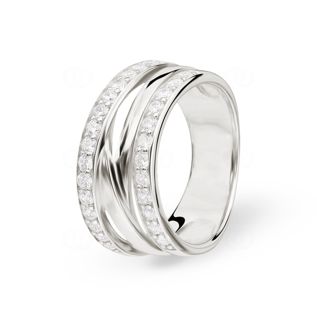 Damenring 925 Silber rhodiniert mit Zirkonia rund - ASRA67Z