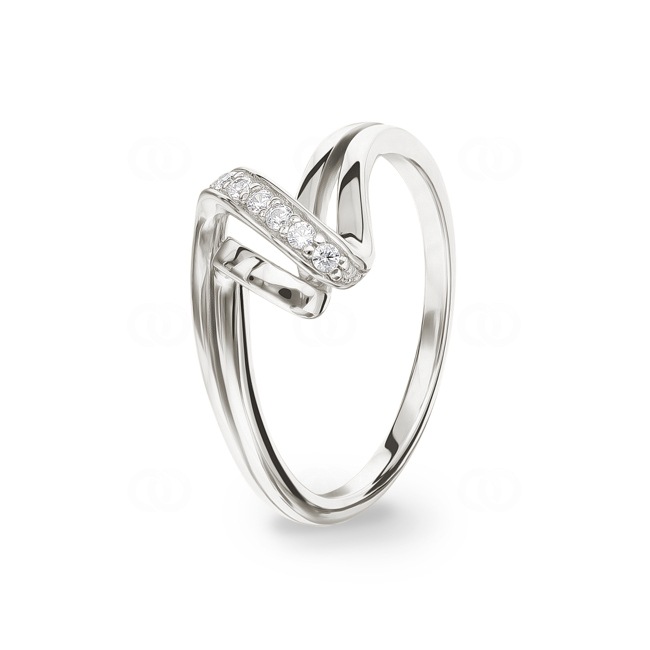 Damenring 925 Silber rhodiniert mit Zirkonia rund - ASRI54Z