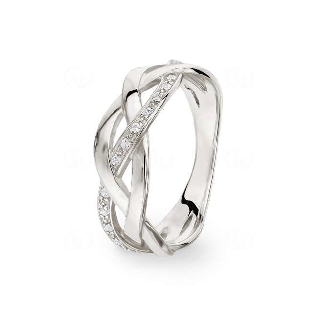 Damenring 925 Silber rhodiniert mit Zirkonia rund - ASRI85Z